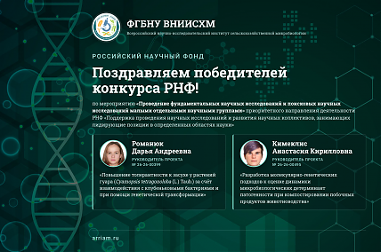 Поздравляем победителей конкурса Российского научного фонда.
